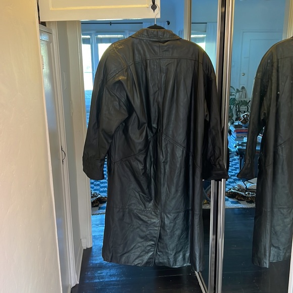 Vintage leather trench coat / jacket - Picture 3 of 3